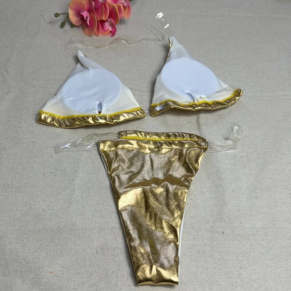 Gold Metallic women’s Swimming Bikini Set.